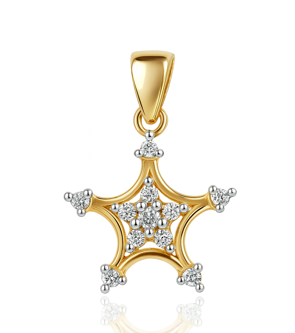Beautiful 18 Kt Gold  Natural Diamond Pendant